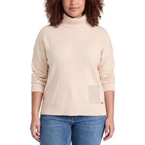 Picadilly Womens  Beaded Pocket Sweater, Beige